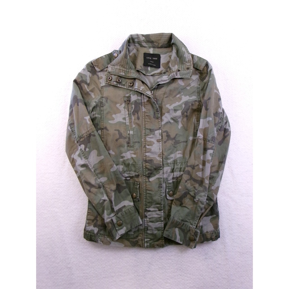 Love Tree Camo Utility Jacket Womens Small Green Camouflage Field Coat L28637J‎
